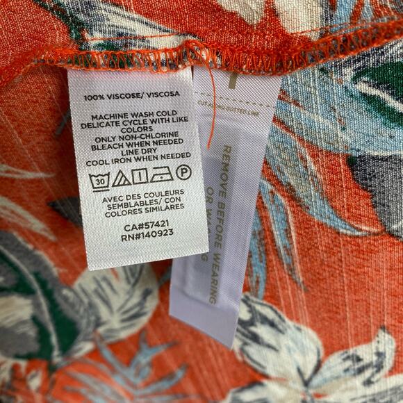 LOFT Womens Floral Short Capped Sleeve Button Down Dress with Belt in Red Size 6 - Picture 11 of 15